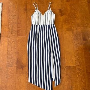 Navy White Stripe Column Dress